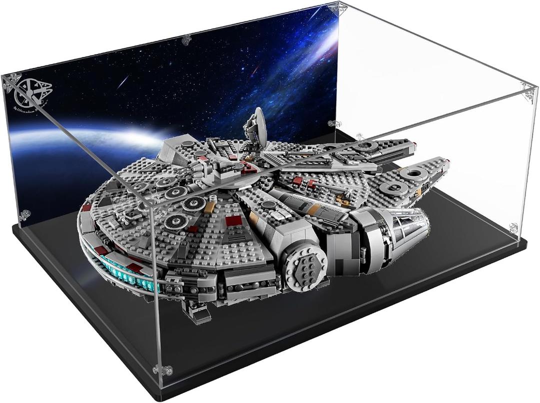 Acrylic Display Case for Lego Star Wars Millennium Falcon Building Set -Display Box Compatible with Lego 75257 Starship Model (ONLY Box, NOT Model)