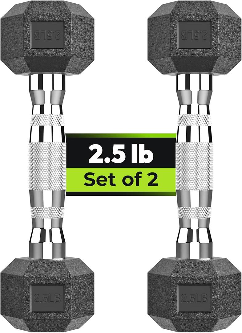Hex Dumbbell Set, 2.5-65 lb Rubber Encased Exercise & Fitness Dumbbells, Weights Dumbbells Set of 2, Hand Weight for Strength Training