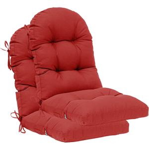 QILLOWAY Outdoor High Back Chair Cushion for Adirondack, All Weather Rocking Chair Cushions Thick Padded Replacement for Patio Furniture Set of 2,Red, 48in x 20in