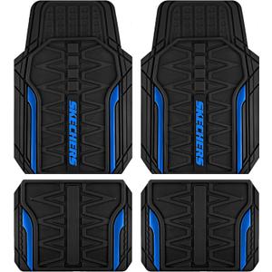 Skechers Car Floor Mats,Heavy Duty Rubber Car Mats Full Set,All Weather Floor Mats,Waterproof Trim to Fit Universal Floor Liner Car Accessories,Automotive Floor Mats for Cars Trucks SUV,Blue