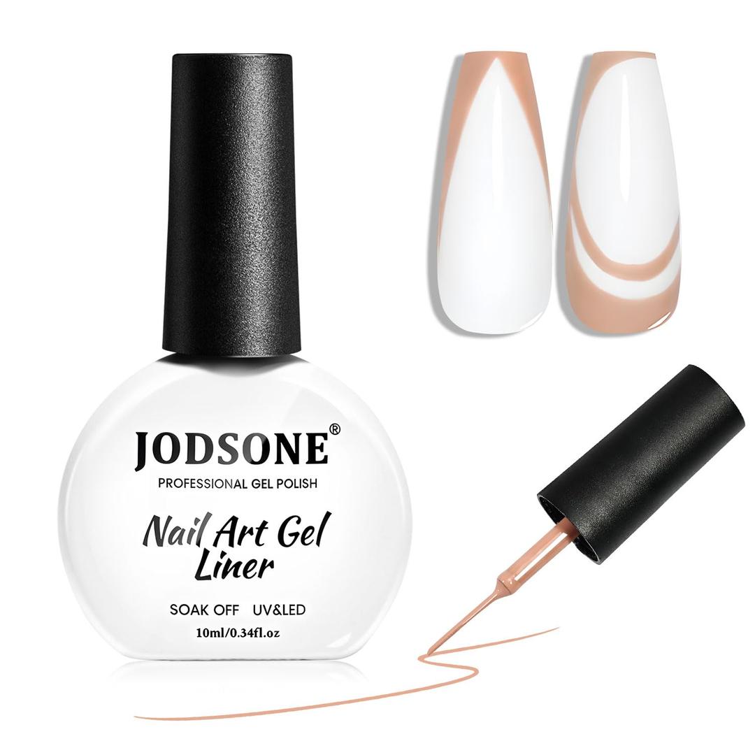 JODSONE Nude Swirl Nail Art Liner Gel Polish,10ml Classic Color 3D Nail Art Pens Effect Nail Print Design with Thin Brush for French Tips Manicure Painting DIY at Home - LB04