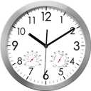WOOPHEN 12 Inch Wall Clock with Temperature and Humidity, Battery Operated Non Ticking Silent Metal Frame Wall Clocks for Office, Home, Bathroom, Kitchen, Bedroom, School, Living Room(Silver)