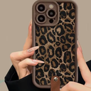 Silicone Case for iPhone 16 Pro with Finger Hand Wrist Strap Kickstand Stylish Leopard Cheetah Phone Case for Women Men Slim Shockproof Protective Cover, Brown