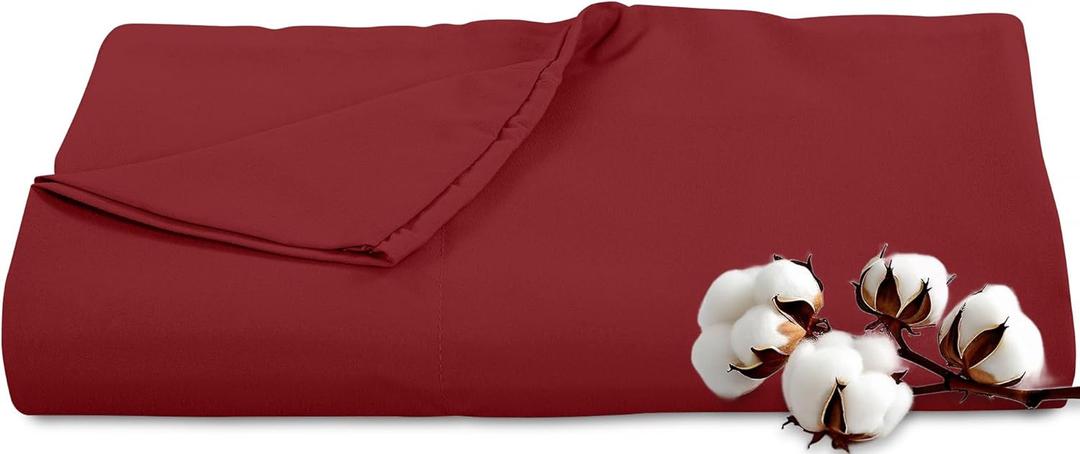 Royale Linens 300 Thread Count 100% Long Staple Combed Cotton Flat Sheet - Super Soft - Top Sheets - Full Flat Sheet Sold Separately - Breathable, Cool & Crisp Percale Sheets Only (Twin XL, Red)
