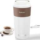 Sekaer Travel Portable Kettle, Dual Voltage 110-240V, Mini Electric Kettle for Tea Coffee, 304 Stainless Steel Small Hot Water Boiler, 350mL Auto Shut-Off & 4 Temp Presets, SKE-835-B