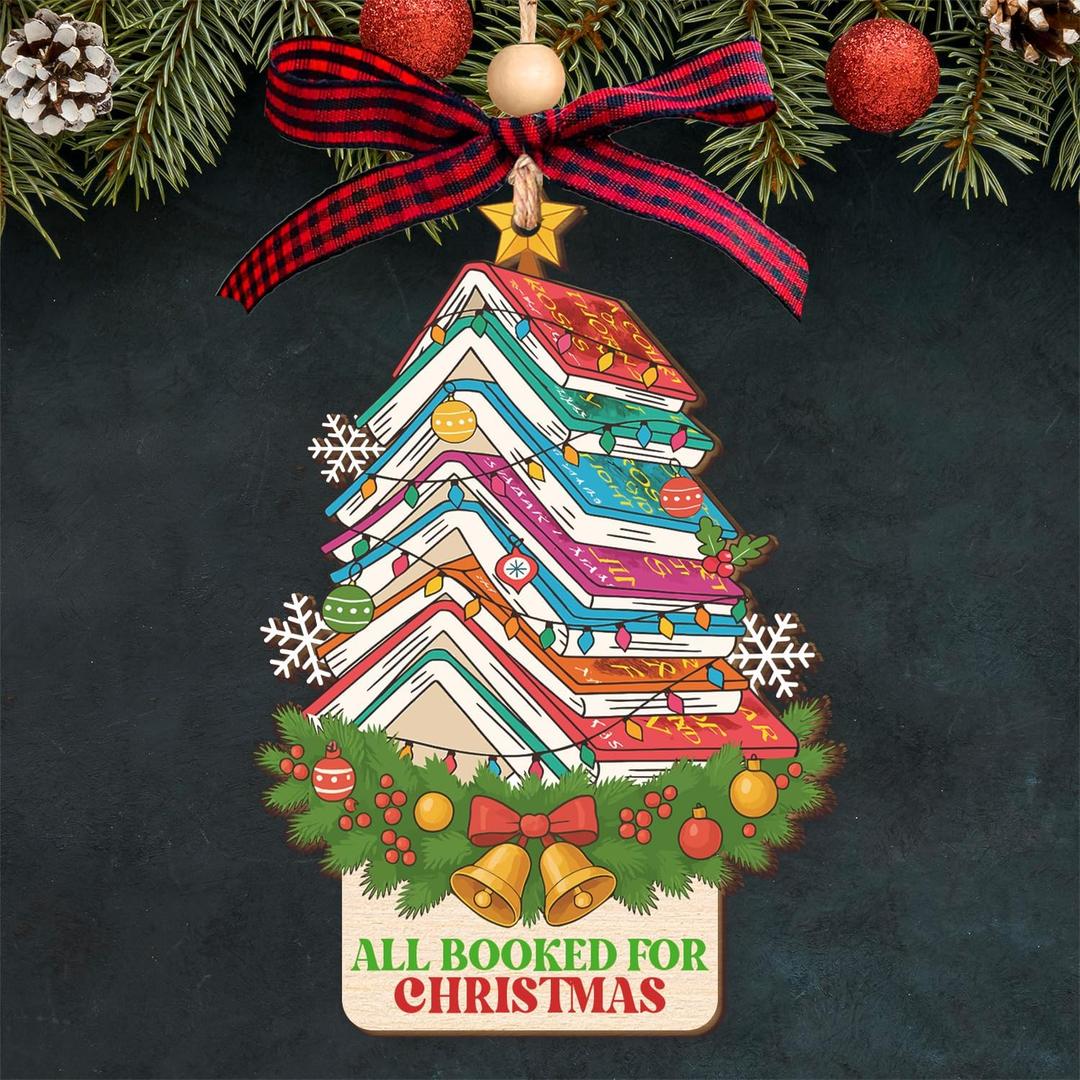 NewEleven Book Lovers Gifts - Cute Present, Book Lover Gifts for Women, Men, Reader - Book Ornaments for Christmas Tree from Friend, Family - Christmas Orrnament