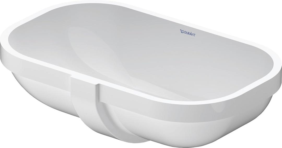 Duravit 0338490017 D-Code 20-5/8" Oval Ceramic Undermount Bathroom Sink with Overflow, 19-1/4 x 13 Inch