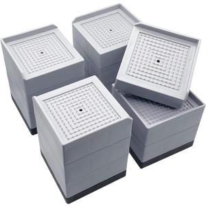 Bed Risers, Furniture Raise Blocks, 2,3 or 4 inch Stilts Heavy Duty for Bed Couch Desk Sofa Table Lifts, Furniture Legs Lifters Support up to 1300 Lbs (Light Grey, 4 Pack Set)