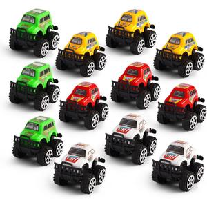Manmel 12 Pack Pull Back Cars for Kids, Bulk Mini Racing Vehicles Monster Truck Toys Party Favors for Toddlers, Pinata Fillers, Goodie Bag Stuffers, Classroom Prizes for Boys Girls