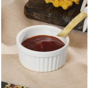 DOWAN Dipping Bowls 1.5 oz, Sauce Cups Mini Ramekins, Tiny Ramekin Porcelain Souffle Dish, Dessert Cups Small Bowls Condiment Cups for Charcuterie Board, Microwave & Oven Safe, Set of 5, Soft White