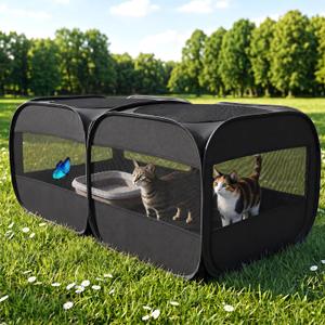 2-in-1 Dog Playpen, Portable Cat Playpen, No Assembly (58.3"L x 30"W x 24.1"H)