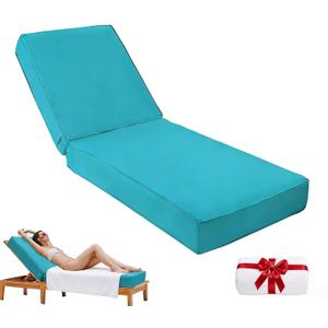 Outdoor Chaise Lounge Cushion 80"x26"x6", Waterproof 6" Extra Thickness Lounge Cushion with Removable Cover, Patio Lounge Chair Cushions for Outdoor Furniture, Lake Blue