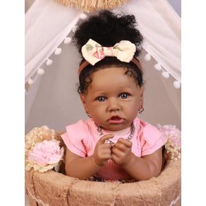 HOOMAI Lifelike Reborn Baby Dolls with Soft Body African American Realistic Girl Doll 22.8 Inch Best Birthday Gift Set