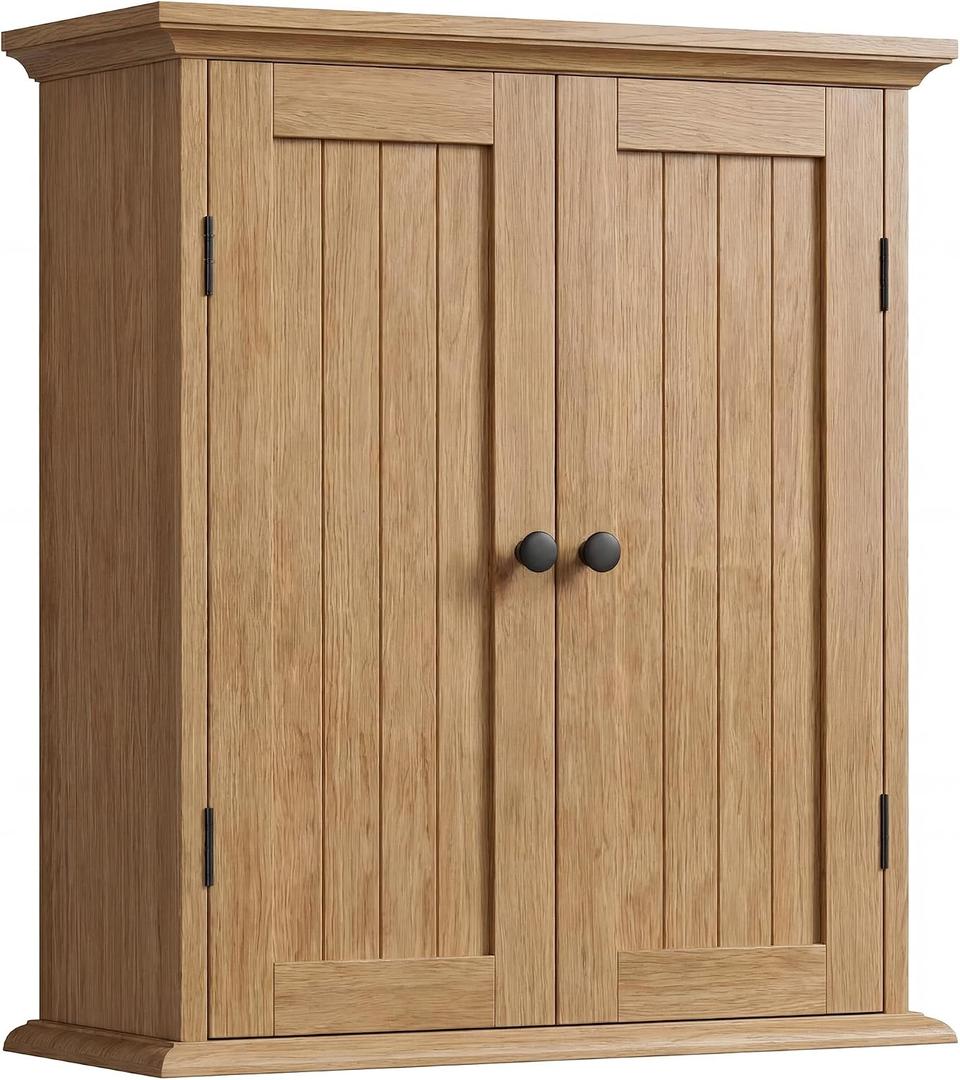 ChooChoo Bathroom Wall Cabinet with 2 Doors, Over The Toilet, 8.8"D x 21.1"W x 24"H