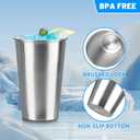 16Pack 16 oz Stainless Steel Pint Cups,Stainless Steel Cup,Pint Cup Tumblerwater Tumbler,Stackable,Reusable,BPA Free, (16)