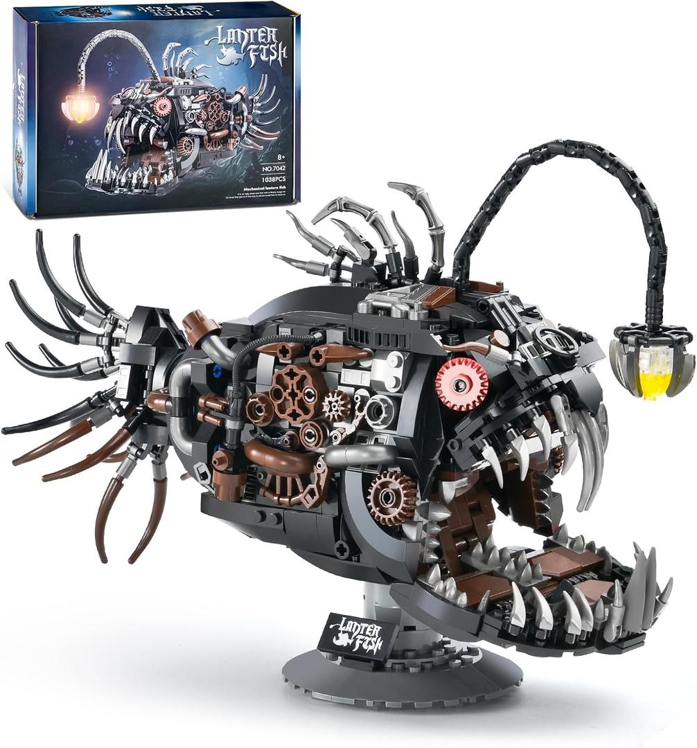 XITALAXU Mechanical Fish Building Sets,Ocean Animal Collection Toy,Adults Home or Office Decor,STEM Building Gift for Teens Boys and Girls 8-14 (1038PCS)