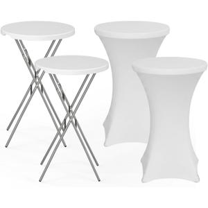 28" Round Folding Table with Cover,2Pcs Foldable Cocktail Table with Handle