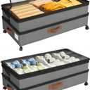 Expandable Under Bed Storage with Wheels 2 Pack  Large Under Bed and Closet Storage - Expandable Storage Bins with Lid & Dividers, Low Profile Storage Solution for Clothes, Shoes Great for Dorm Rooms
