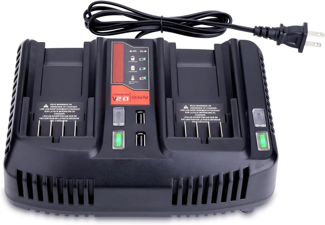 Compatible with Craftsman 20V Battery Charger, CMCB124 Dual Port Charger Compatible with Craftsman 20-Volt CMCB201 CMCB204 CMCB202 V20 Series Lithium Batteries
