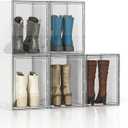Tall Boot Storage Box 5 Pack Super Large Boot Storage Organizer for Closet, Boots Container Holder Rack, Display Case with Magnetic Door for Shoe, Helmets, Figures, 11x12.6x16.53 inch, White