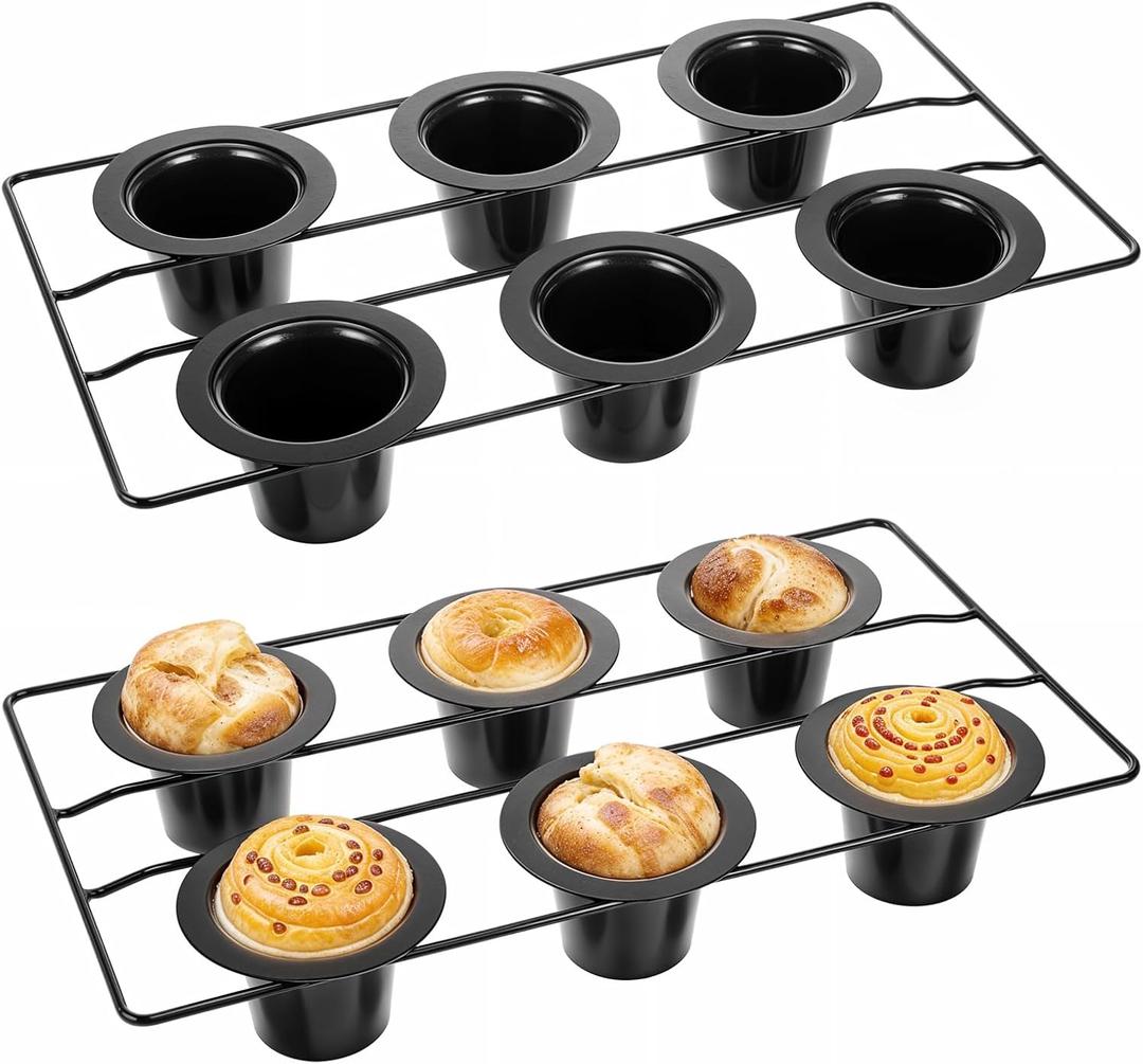 2 Pcs 12 Cups Nonstick Popover Pan Muffin Cupcake Pan Pudding Pan Bakeware for Oven Baking, Frittatas, Muffins, Quiches, Pudding Cakes