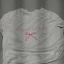 Women's Graphic Bow Short Sleeve Crewneck Crop Tops Slim Fit Y2K Cute T Shirts (White and Pink) XS