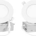 2 Pack 4 Inch LED Recessed Light, Dimmable,2700K 3000K 3500K 4000K 5000K. Canless Wafer Light, 750LM, 9W, 120V, ETL FCC