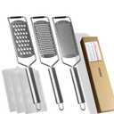 Vovoly 3-Pcs Pro Set Zester Grater Set, Cheese Grater with Razor-Sharp Stainless Steel Blade, Fine/Coarse/Extra Coarse/Slider Attachment