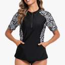 Halcurt Women's Short Sleeve Rash Guard Swimsuit Top Swim Shirt Only Swim Tee UPF50+ Quick Dry Swimsuit, Size XL