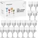 XUWAIDSGN 24 Pcs 7oz Plastic Vintage Wine Glasses Drinking Glasses Unbreakable Wedding Glassware Crystal Water Goblets Reusable Drinkware Vintage Champagne Flutes (24, Clear)
