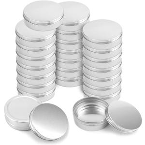 Foraineam 24 Pack 8 oz / 240ml Round Aluminum Tin Cans with Screw Top Lids - Large Metal Empty Tea Storage Case Jars - Spice Salve Hair Wax Cosmetic Cream Containers