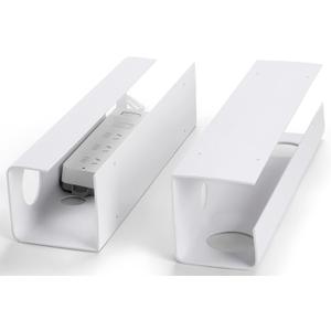 ZhiYo 2 Pack Large Capacity Cable Management Tray, Under Desk Cable Tray 31.5in(2X L15.7in), PVC Standing Desk Cord Management Ideas, Cable Organizer for Office and Home - White