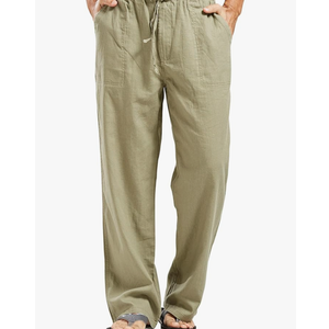 chouyatou Men's Ethnic Stylish Drawstring Elastic Waist Loose Fit Baggy Stripe Linen Harem Beach Pants XL