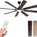 Ceiling Fans with Lights and Remote,72 Inch Farmhouse Large Ceiling fan,Black Modern Ceiling Fan with Light,8 Blades,3 Color Temperatures LED Light,Reversible 6 Speeds Remote Control