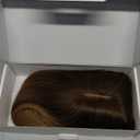 MY-LADY Human Hair Toppers for Women Real Remy Hair 150% Density 7 * 13CM Silk Base with Bangs Clip in Hair Pieces Straight Hairpiece for Thinning Hair 12 Inch #2T6 Dark Brown Ombre Light Brown