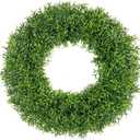 24Inch Spring Wreaths for Front Door OutsideGreen Wreath Boxwood Wreaths Realistic Spring Summer Front Door Wreath for Wall Window Porch Farmhouse Garden Wedding Party Home Decor