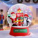 Juegoal Christmas Inflatables Decorations Outdoor, 6FT Inflatable Xmas Snow Globe with Built-in Rotating Lights, Lighted Blow Up Santa & Penguin in Snowing Globe for Holiday Winter Lawn Yard Garden