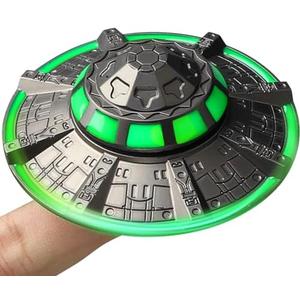 UFO Fidget Spinner for Kids Adults, Metal Luminous Space Desk Toy, Cool EDC Gadgets Anxiety Stress Relief Toys, Holiday Stocking Stuffer, Birthday Party Favor Gifts for Office Spaceship Toy