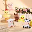 Aoriher 6 Pcs Mini Plush Farm Animals Bulk 4 Inch Cute Stuffed Animals Plush Horse Cow Pig Sheep Duck Chick for Baby Shower Birthday Gift Farm Themed Party Prizes Easter Stuffers