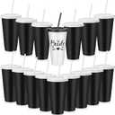 Skyley 16 Pcs Babe Bachelorette Cups Bachelorette Party Tumbler with Lids and Straws Bridesmaid Cups Bridal Cup Plastic Travel Mug for Wedding Bachelorette Party Supplies Gifts (White and Black)