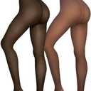 X-CHENG Fleece Lined Tights Sheer Women - Fake Translucent Warm Pantyhose Leggings Sheer Thick Tights for Winter M