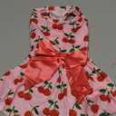 PUPTECK Print Dog Dress Pet Apparel with Cute Bowtie Puppy Clothes Outfit, Cherry, S