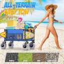 Beach Wagon with Big Wheels for Sand, 350lbs Heavy Duty Folding Wagon, Oversized 180L, 9" PVC All-Terrain Wheels, Adjustable Handle, Cooler & Storage Bags for Beach, Camping, Garden & Outdoor Sports
