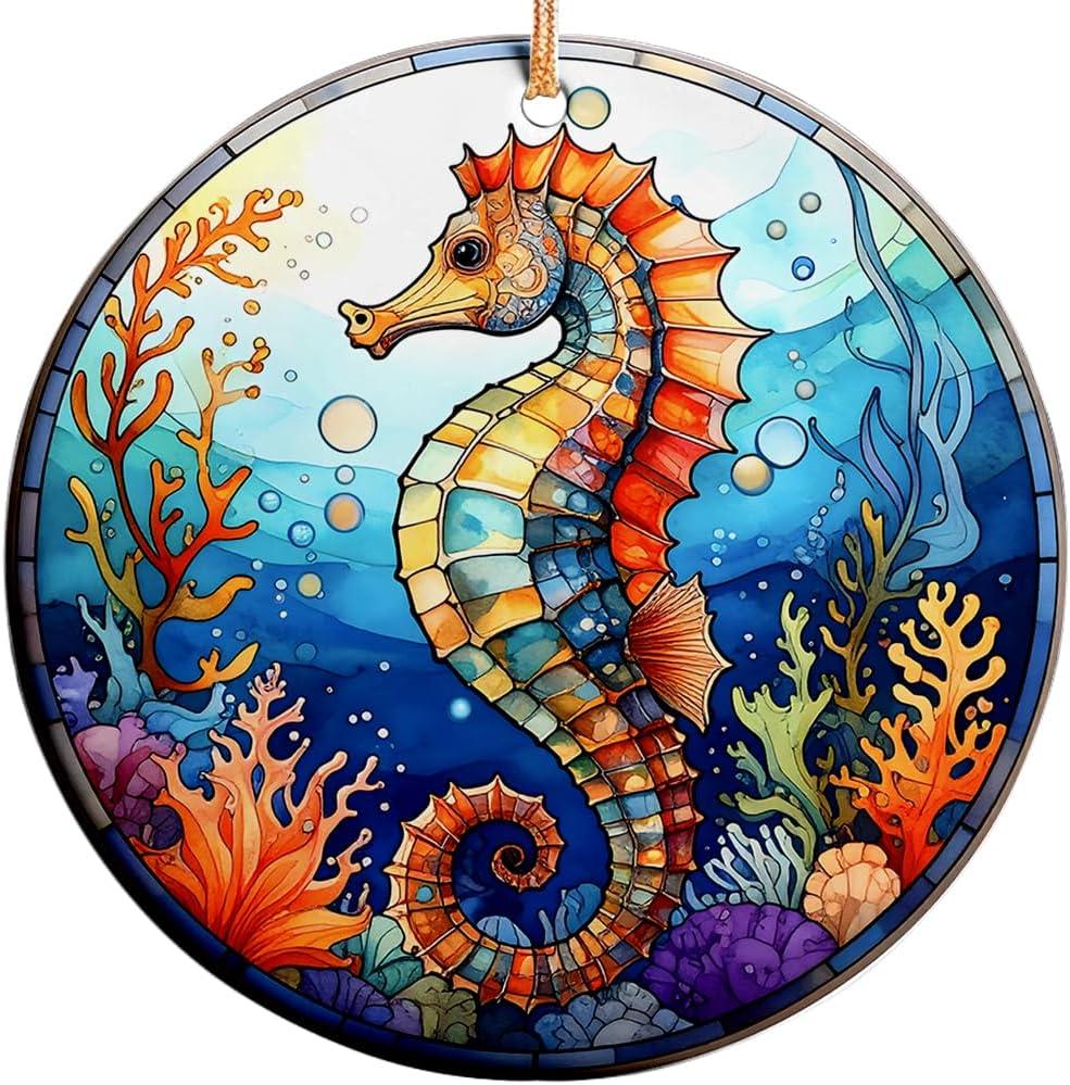 4 x 2025 Christmas Ornament – Seahorse Ornament, Ocean-Themed Holiday Tree Decoration, Marine Lover Keepsake Gift