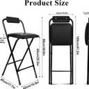 Folding Bar Stool with Back, 2 PCS Tall Foldable Stool Chair Portable Adult Counter Height Seat Leather Padded Kitchen Shop Comfortable and Sturdy 25.5 Inch