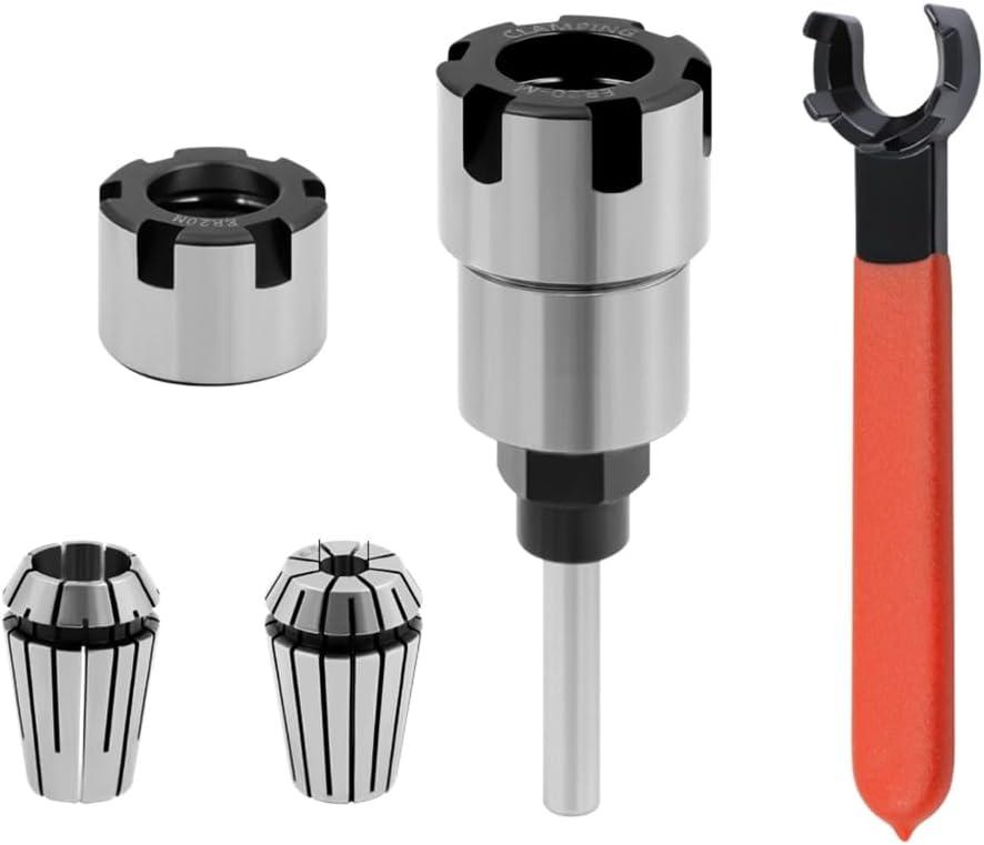 1/4 Inch Shank Router Collet Extension Rod Holder Extender Adapter Convert Inch & 1/4 Inch Shank Router Bit