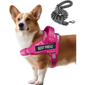 AUROTH Dog Harness and Leash Set, Soft Padded Service Dog Vest with 5.25FT Dog Leash, No Choke, Easy On Pet Vest, Adjustable Reflective No Pull Dog Harness Small Sized Dog, Easy Walking and Training