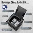 Recessed Floor Outlet 2-Gang with 4.8A USB Charging Port, RJ45 Port, 20 Amp&15 Amp TR Receptacles Flat Hidden Socket Kit Electrical Waterproof Cover Box, UL Listed, Black