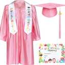 Sureio 6 Pcs Kindergarten Preschool Graduation Cap and Gown 2026 Tassel Stole Certificate for Toddler Kids(27",  Pink)