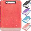 Glitter Clipboard with Storage,Storage Clipboard with Pen Holder,A4 Binder Clip Boards 8.5x11 with Low Profile Clip,Side Opening Sparkle Clipboards,Clipboards Folder for Office Supplies-Grapefruit Red